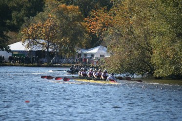 The Flyers take advantage of boat’s new rudder to execute a sharp turn on the Charles River.