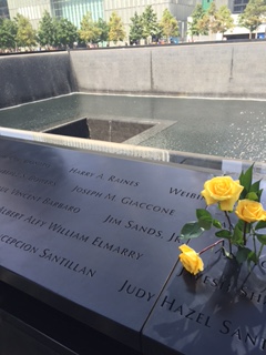 The fountains are made from the foundations of the original twin towers as a memorial for all those who died on 9/11