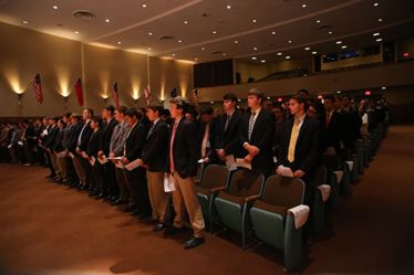 Sophomore, junior, and senior members of Sodality gather in Darby Auditorium for the Sodality Opening Prayer Service.