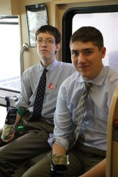 Jack Manzolillo ’16 and Christian Gagnon ’16 eat PopCorners chips to recuperate after giving blood.