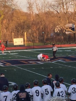Jack Giovannetti ’17 attempts to gain an offensive lead for the Flyers by winning a faceoff.