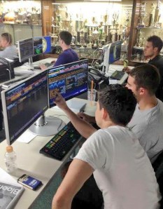 With the help of Chaminade’s Bloomberg terminals, campers view the progress of their portfolios.