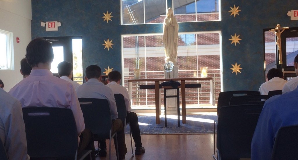 The students of Homeroom 1B conclude their retreat with Adoration of the Blessed Sacraments.  