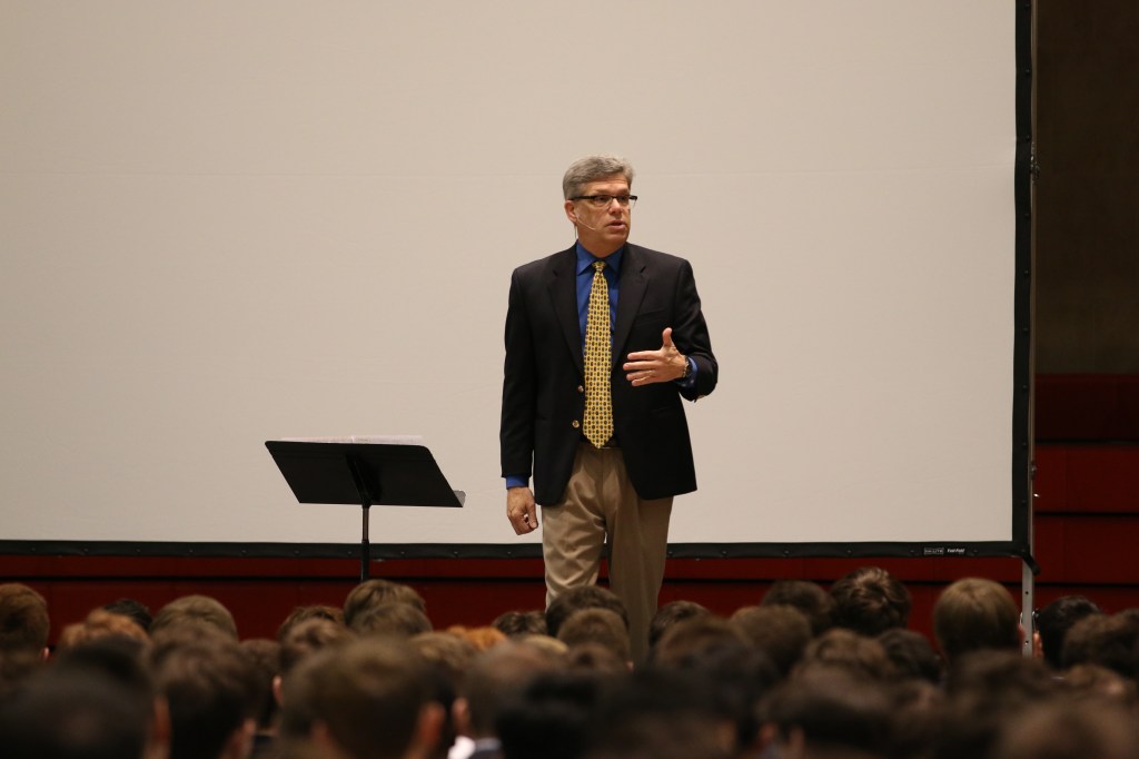 Mr. Klusendorf speaks to the student body about the pro-life position.