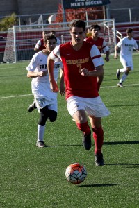 Hofstra Soccer Commit A.J. Codispotti dribbles down the field in the state championship game, enroute to a second consecutive title. 