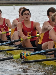Sean Aral, Columbia Crew Commit, rows five seat during a regatta.