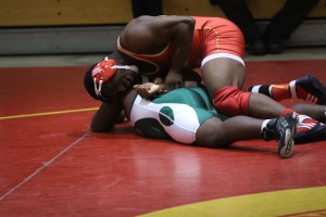 Scranton Wrestling Commit Tomi Toles works for a pin during his match.